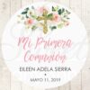 First Communion Pink Floral Sticker Set